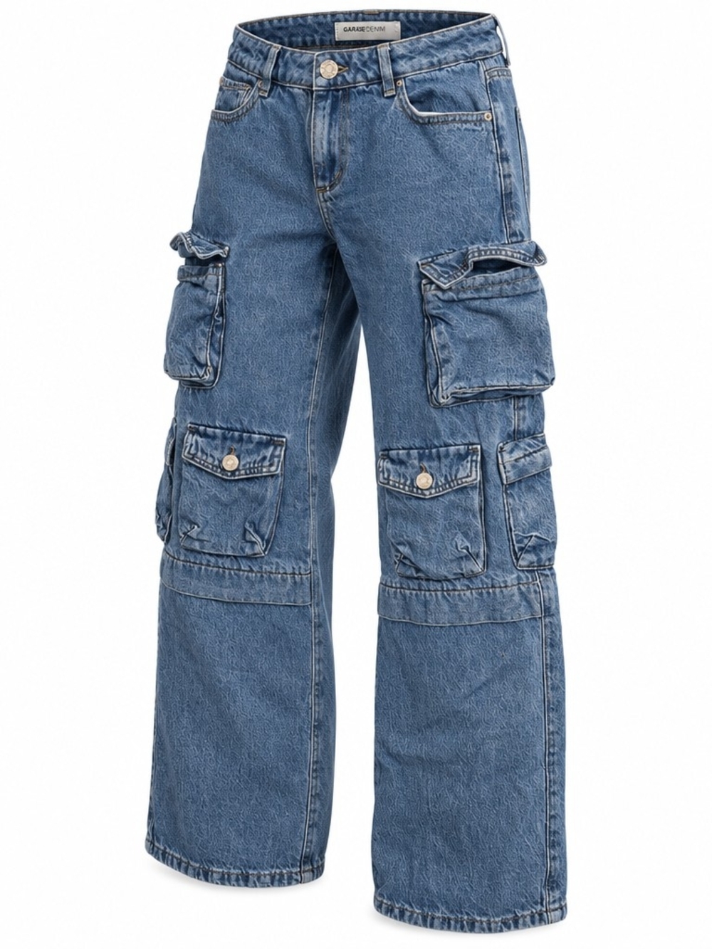 Garage Blue Denim Cargo Wide-Leg Jeans